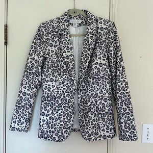 Rachel Zoe linen blend leopard blazer Medium
